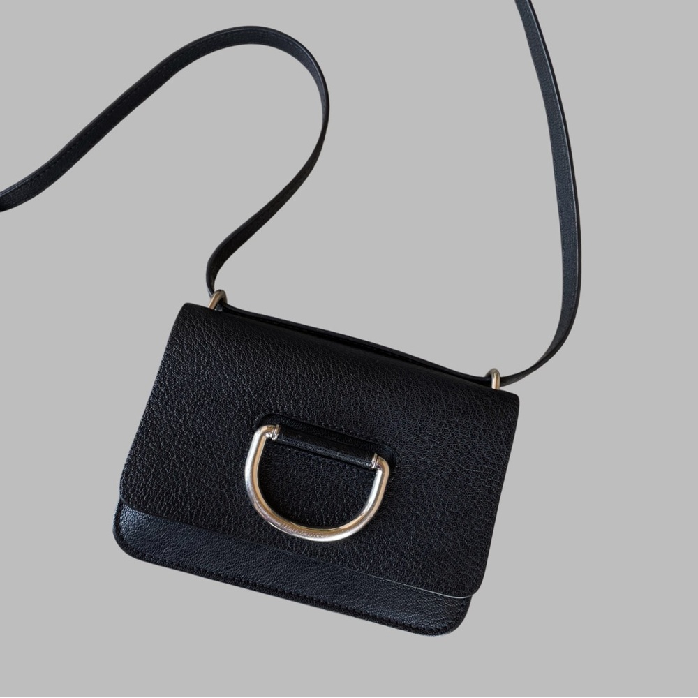 BURBERRY Classic Neutral Black Pebbled Leather D-Ring Mini Flap Crossbody Bag - Picture 6 of 17